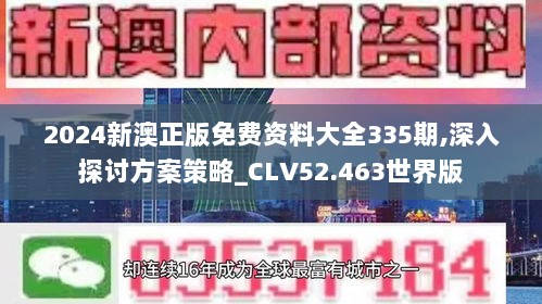 2024新澳正版免费资料大全335期,深入探讨方案策略_CLV52.463世界版