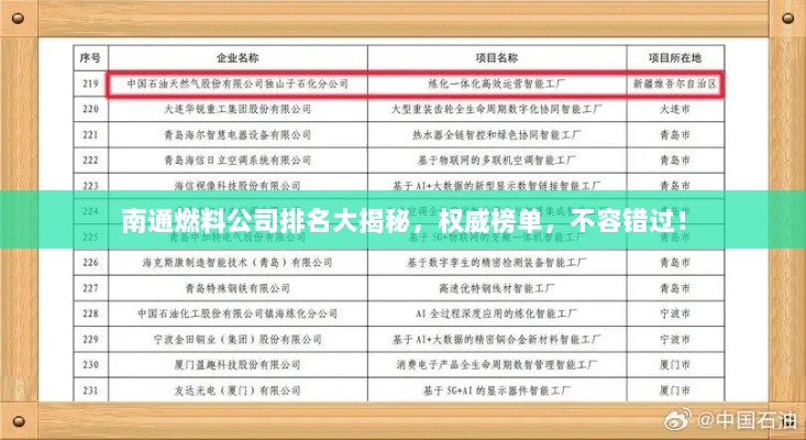 南通燃料公司排名大揭秘，权威榜单，不容错过！
