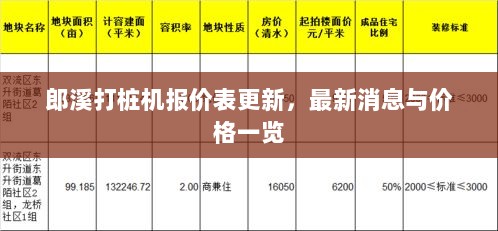 郎溪打桩机报价表更新，最新消息与价格一览