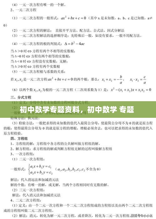 初中数学专题资料，初中数学 专题 