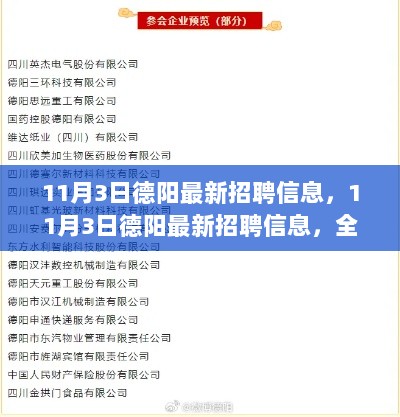 11月3日德阳最新招聘信息及用户体验报告全面解析