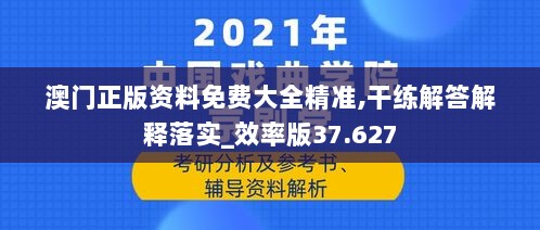 澳门正版资料免费大全精准,干练解答解释落实_效率版37.627