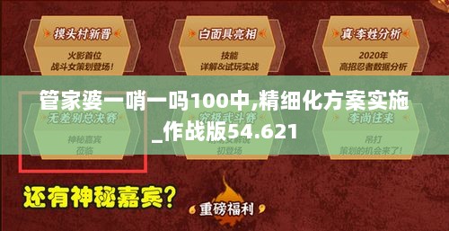 管家婆一哨一吗100中,精细化方案实施_作战版54.621