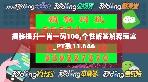 揭秘提升一肖一码100,个性解答解释落实_PT款13.646