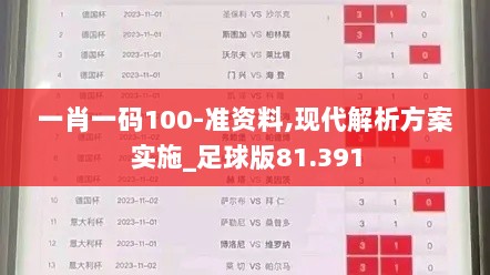 一肖一码100-准资料,现代解析方案实施_足球版81.391