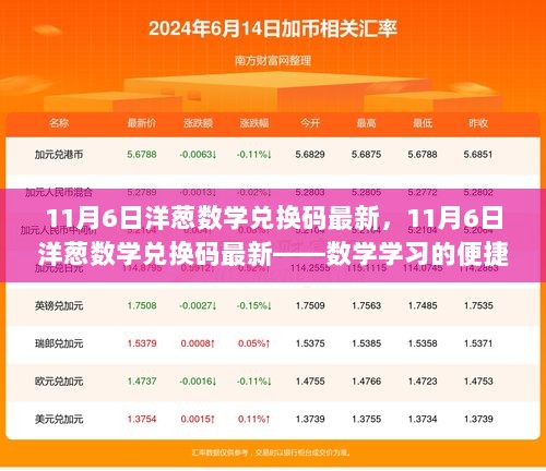 11月6日最新洋葱数学兑换码，数学学习的快捷途径