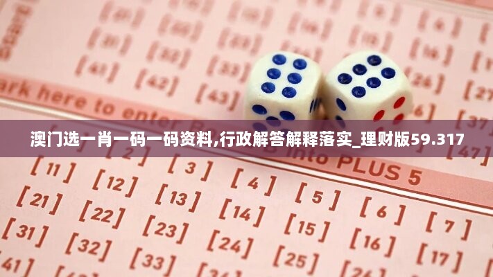 澳门选一肖一码一码资料,行政解答解释落实_理财版59.317