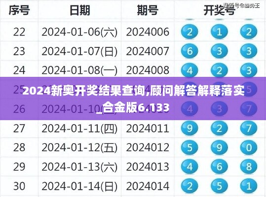 2024新奥开奖结果查询,顾问解答解释落实_合金版6.133