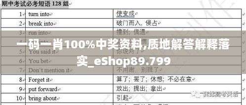 一码一肖100%中奖资料,质地解答解释落实_eShop89.799