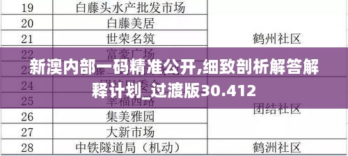 新澳内部一码精准公开,细致剖析解答解释计划_过渡版30.412