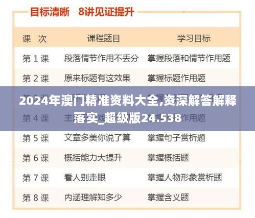 2024年澳门精准资料大全,资深解答解释落实_超级版24.538