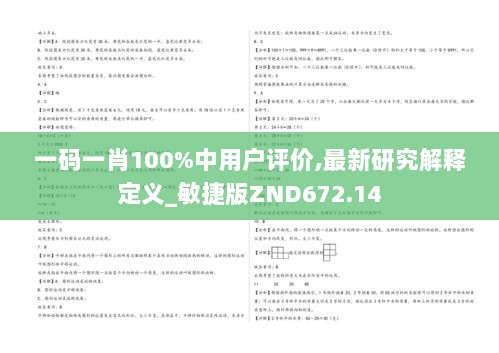 一码一肖100%中用户评价,最新研究解释定义_敏捷版ZND672.14