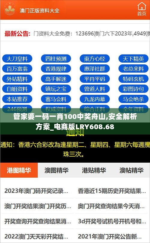 管家婆一码一肖100中奖舟山,安全解析方案_电商版LRY608.68