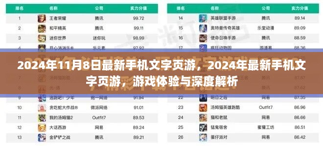 2024年最新手机文字页游，深度体验与解析