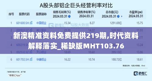 新澳精准资料免费提供219期,时代资料解释落实_稀缺版MHT103.76