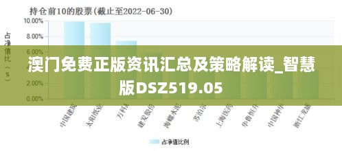 澳门免费正版资讯汇总及策略解读_智慧版DSZ519.05