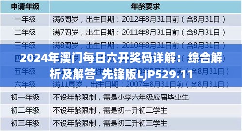 2024年澳门每日六开奖码详解：综合解析及解答_先锋版LJP529.11