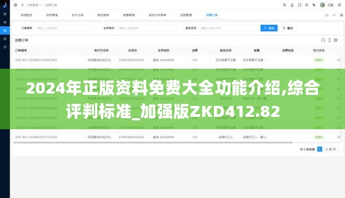 2024年正版资料免费大全功能介绍,综合评判标准_加强版ZKD412.82