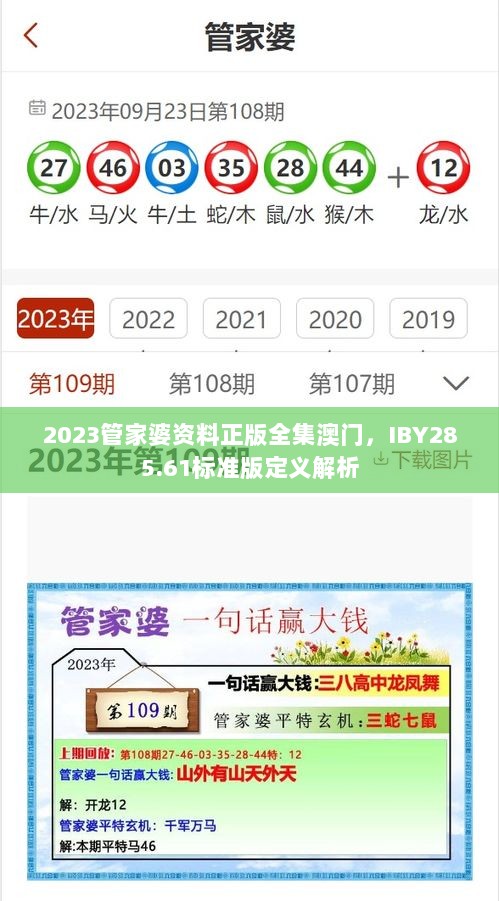 2023管家婆资料正版全集澳门，IBY285.61标准版定义解析