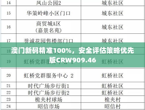 澳门新码精准100%，安全评估策略优先版CRW909.46