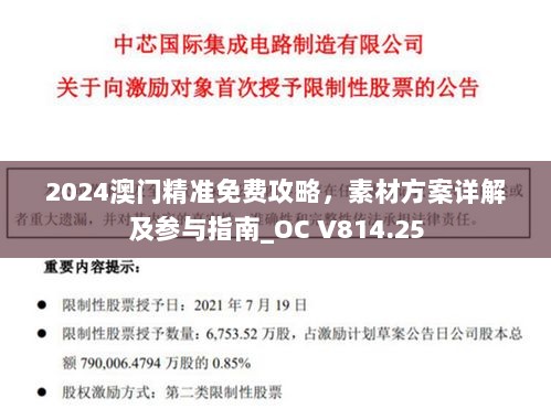 2024澳门精准免费攻略，素材方案详解及参与指南_OC V814.25