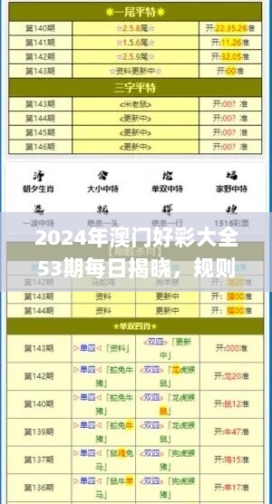 2024年澳门好彩大全53期每日揭晓，规则全新诠释_工具版CQP947.97