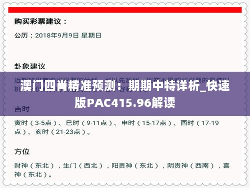 澳门四肖精准预测：期期中特详析_快速版PAC415.96解读