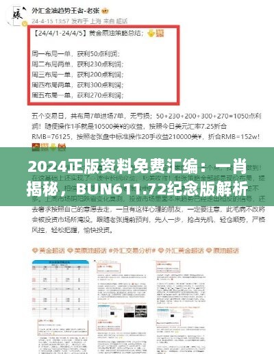 2024正版资料免费汇编：一肖揭秘，BUN611.72纪念版解析攻略