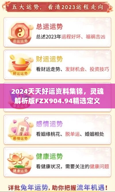 2024天天好运资料集锦，灵魂解析版FZX904.94精选定义