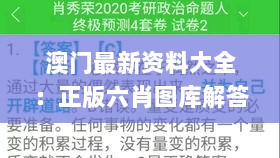 澳门最新资料大全：正版六肖图库解答汇总_NBC617.66毛坯版