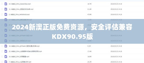 2024新澳正版免费资源，安全评估兼容KDX90.95版