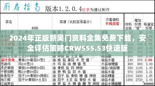 2024年正版新奥门资料全集免费下载，安全评估策略CRW555.53快速版