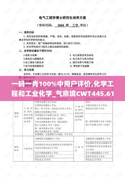 一码一肖100%中用户评价,化学工程和工业化学_气宗境CWT445.61