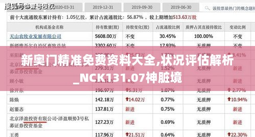 新奥门精准免费资料大全,状况评估解析_NCK131.07神脏境