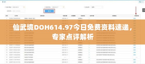 仙武境DOH614.97今日免费资料速递，专家点评解析