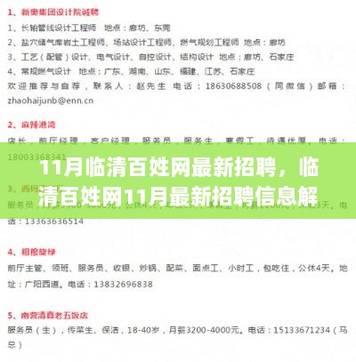 临清百姓网11月最新招聘信息解读，求职者的就业指南