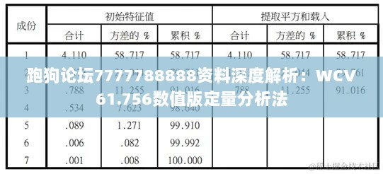 跑狗论坛7777788888资料深度解析：WCV61.756数值版定量分析法