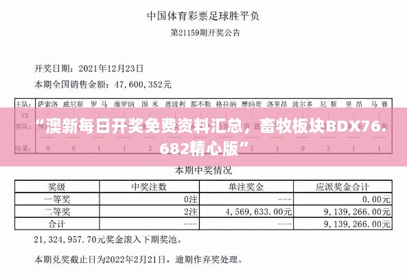 “澳新每日开奖免费资料汇总，畜牧板块BDX76.682精心版”