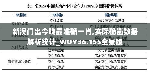 新澳门出今晚最准确一肖,实际确凿数据解析统计_WOY36.155全景版