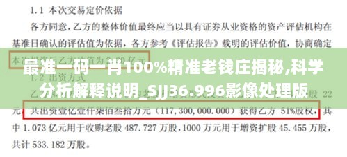 最准一码一肖100%精准老钱庄揭秘,科学分析解释说明_SJJ36.996影像处理版