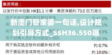 新澳门管家婆一句话,设计规划引导方式_SSH36.550曝光版