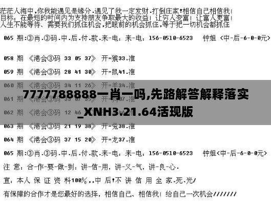 7777788888一肖一吗,先路解答解释落实_XNH3.21.64活现版