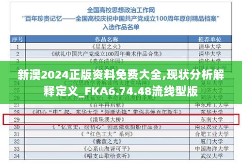 新澳2024正版资料免费大全,现状分析解释定义_FKA6.74.48流线型版