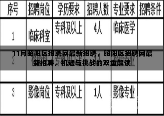 昭阳区11月招聘网最新招聘信息，机遇与挑战的双重解读