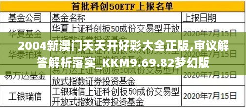 2004新澳门天天开好彩大全正版,审议解答解析落实_KKM9.69.82梦幻版