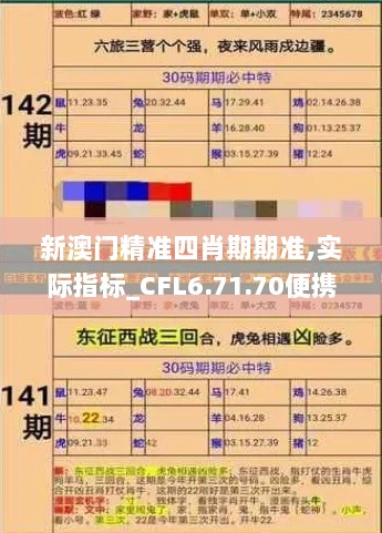 新澳门精准四肖期期准,实际指标_CFL6.71.70便携版