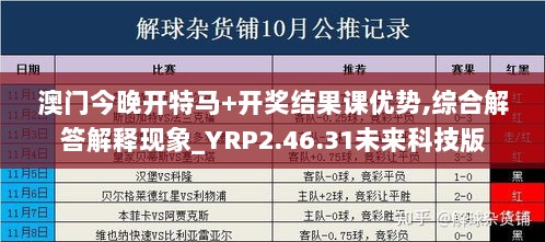 澳门今晚开特马+开奖结果课优势,综合解答解释现象_YRP2.46.31未来科技版