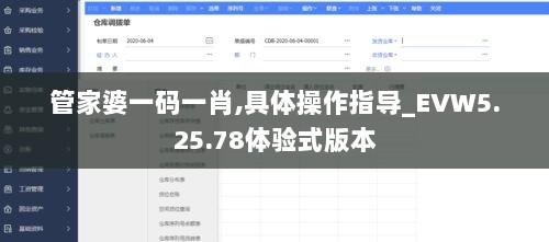 管家婆一码一肖,具体操作指导_EVW5.25.78体验式版本