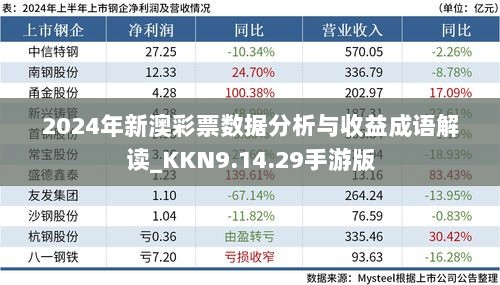 2024年新澳彩票数据分析与收益成语解读_KKN9.14.29手游版