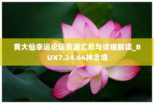 黄大仙幸运论坛资源汇总与详细解读_BUX7.24.66神念境